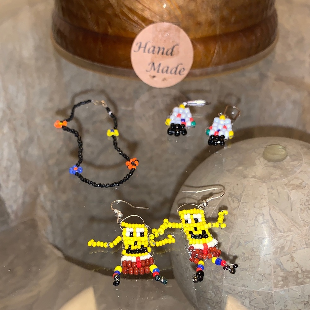 ✨5/$25✨ Handmade Beaded Cartoon Earrings and Bracelet Set